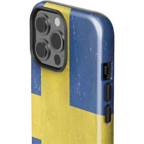 Sweden Flag Distressed iPhone 15 Pro Max Impact Case